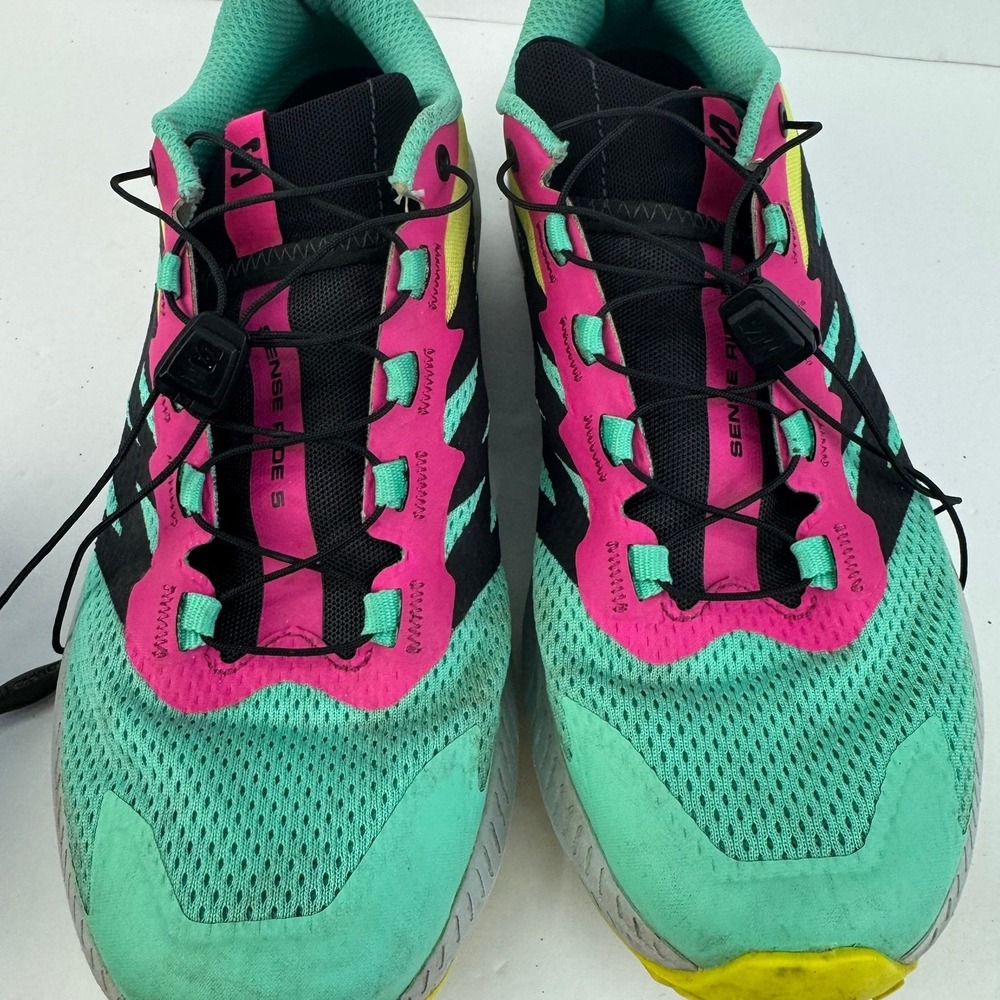 Salomon Sense Ride 5 Womens Size 9 Trail Running Shoes Mint Pink Yellow Sneakers - Picture 12 of 13